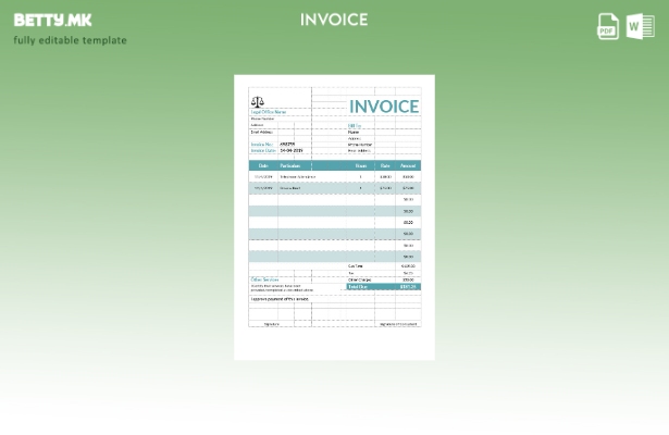 Шаблон за фактура за правен консалтинг во модерен стил